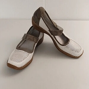 Riekers Anti Stress White Doris Woven Snake Mary Jane Loafer Sandal 41